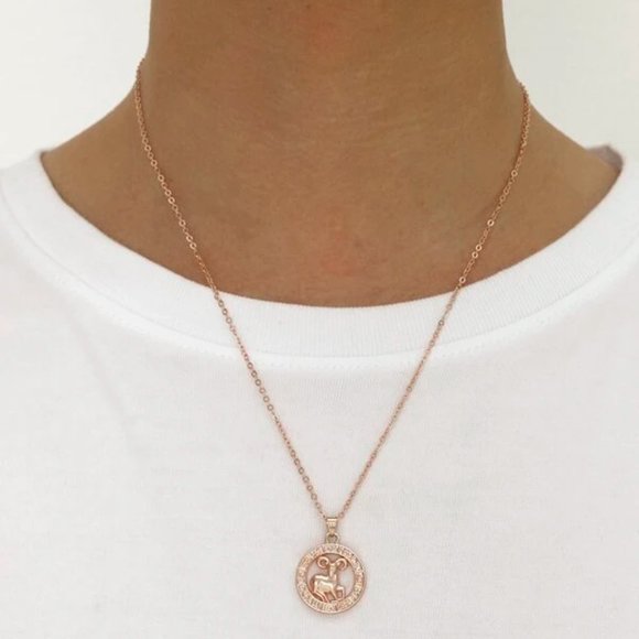 Aries Zodiac Rose Gold Necklace - Picture 2 of 3